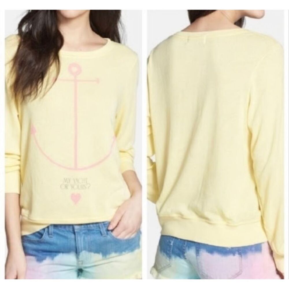 Wildfox "My Yacht or Yours" Lightweight Sweater Yellow Pink Women’s Size S